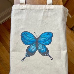Watercolor Blue Butterfly Canvas Bag 🦋✨